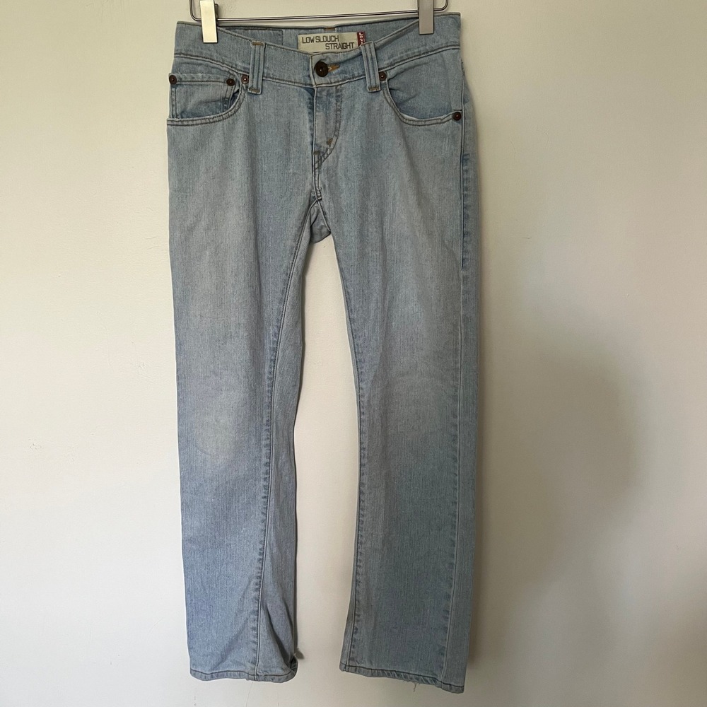 Levis Low Slouch Straight Jeans Light Wash Blue Denim Pants 32x32